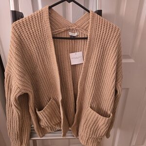 American Eagle Outfitters Beige Open-Front Cardigan